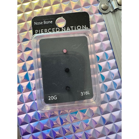 Pierced Nation Nose Bone 20G 316L Pink and Black Nose Piercing Jewelry - Picture 1 of 5
